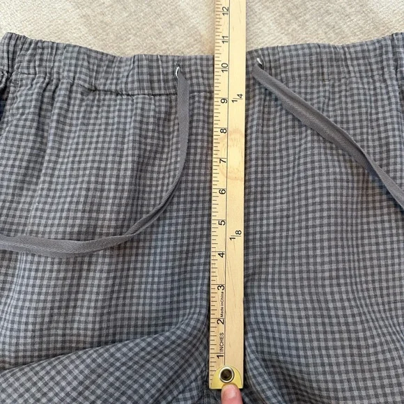 Eileen Fisher Women’s Linen Checkered Drawstring Ankle Pants (Size XS) - Picture 7 of 8